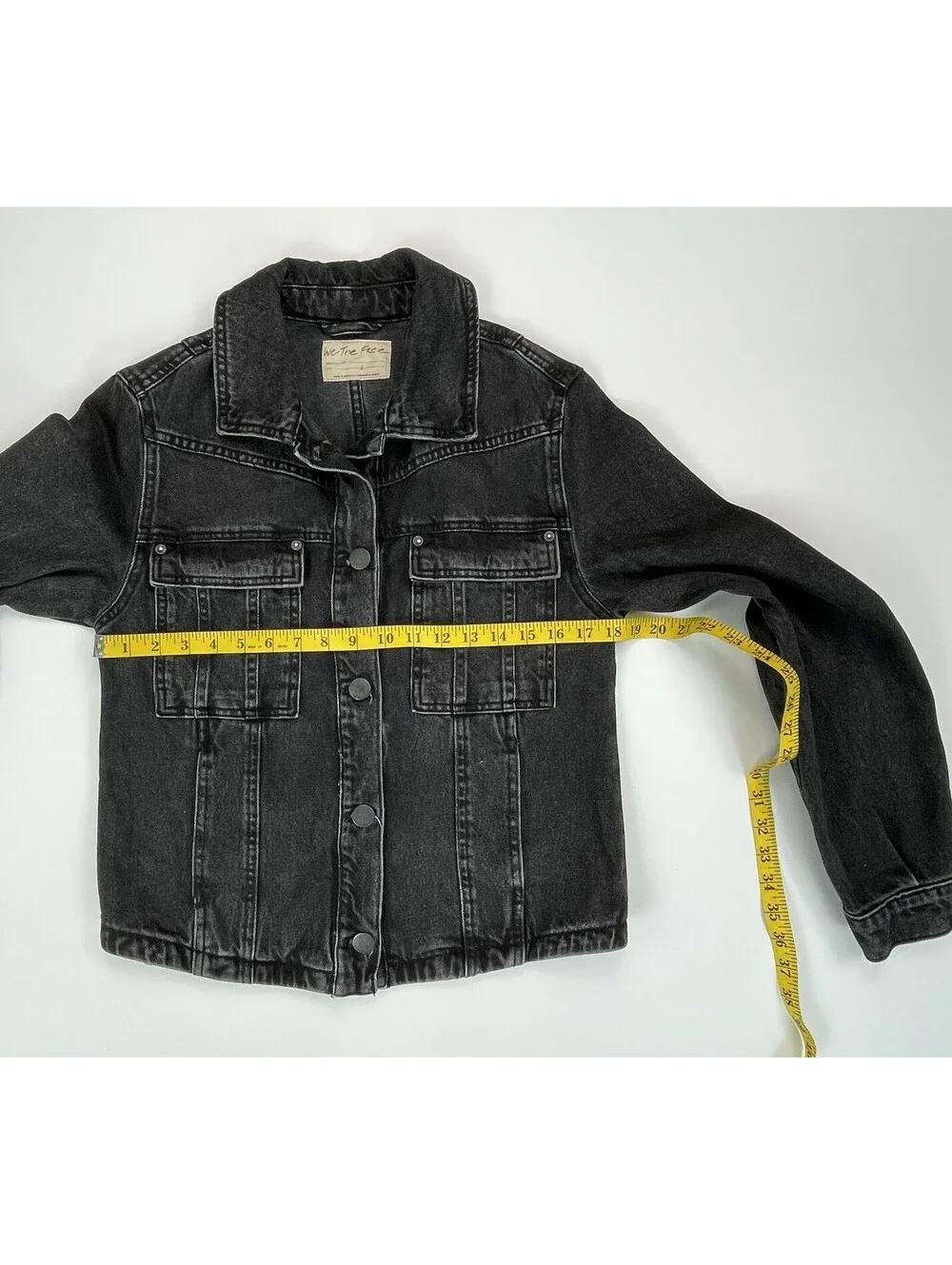 Free People We The Free Jade Denim Jacket Washed Black Cotton Trucker S